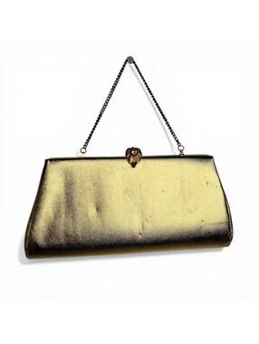 Vintage 60s Gold Metallic Clutch Purse with Chain Strap